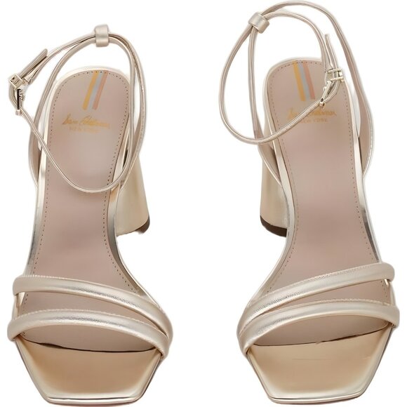 Sam Edelman Kia Block Heel Gold Strappy Sandals - Picture 5 of 6